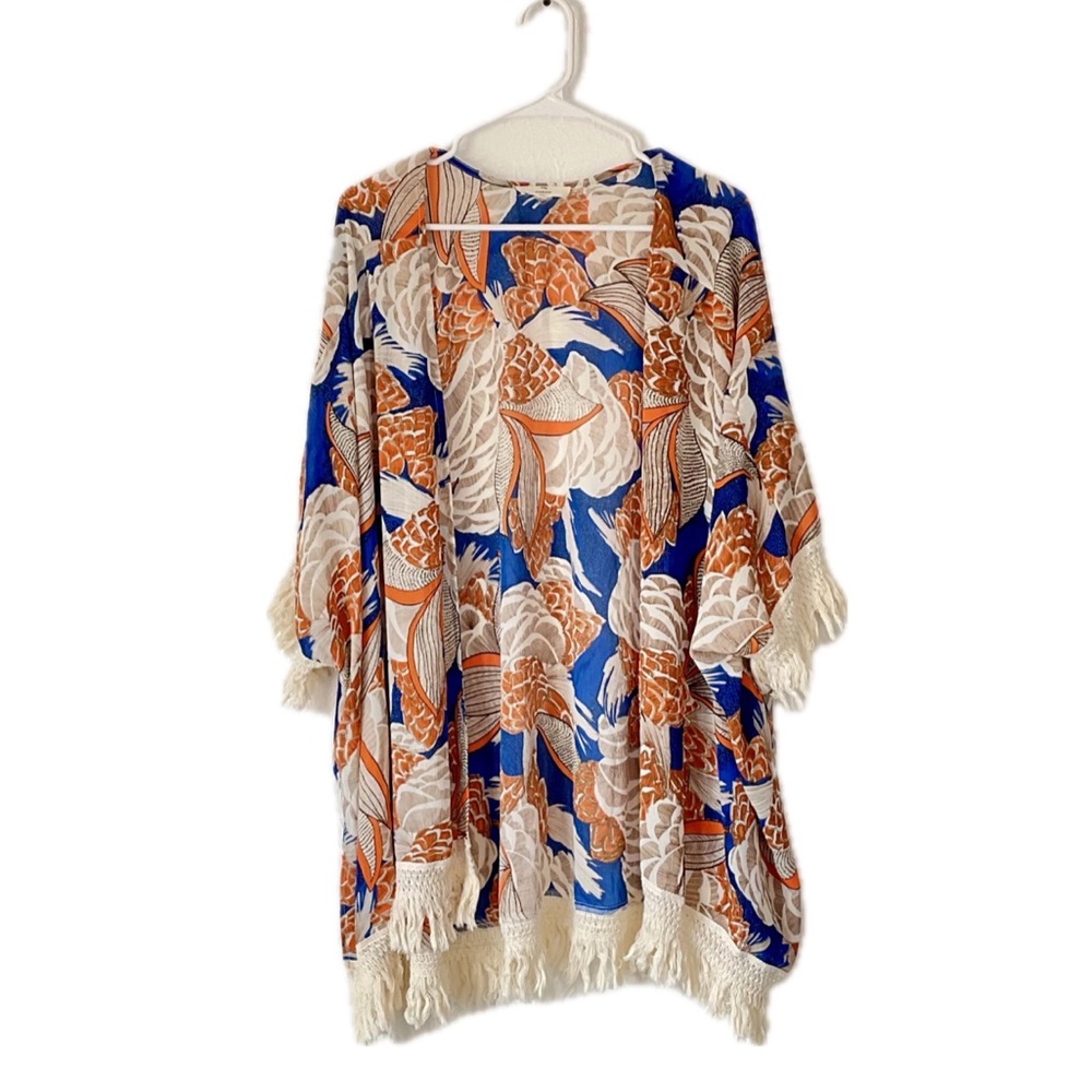 Entro Blue Orange & Cream Color Kimono Size S/M